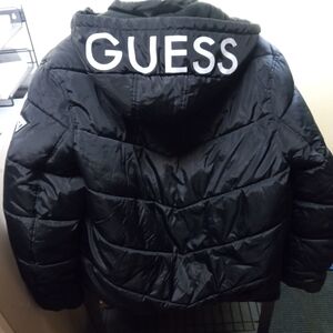 Guess Women's Black Puffer Jacket with Hood